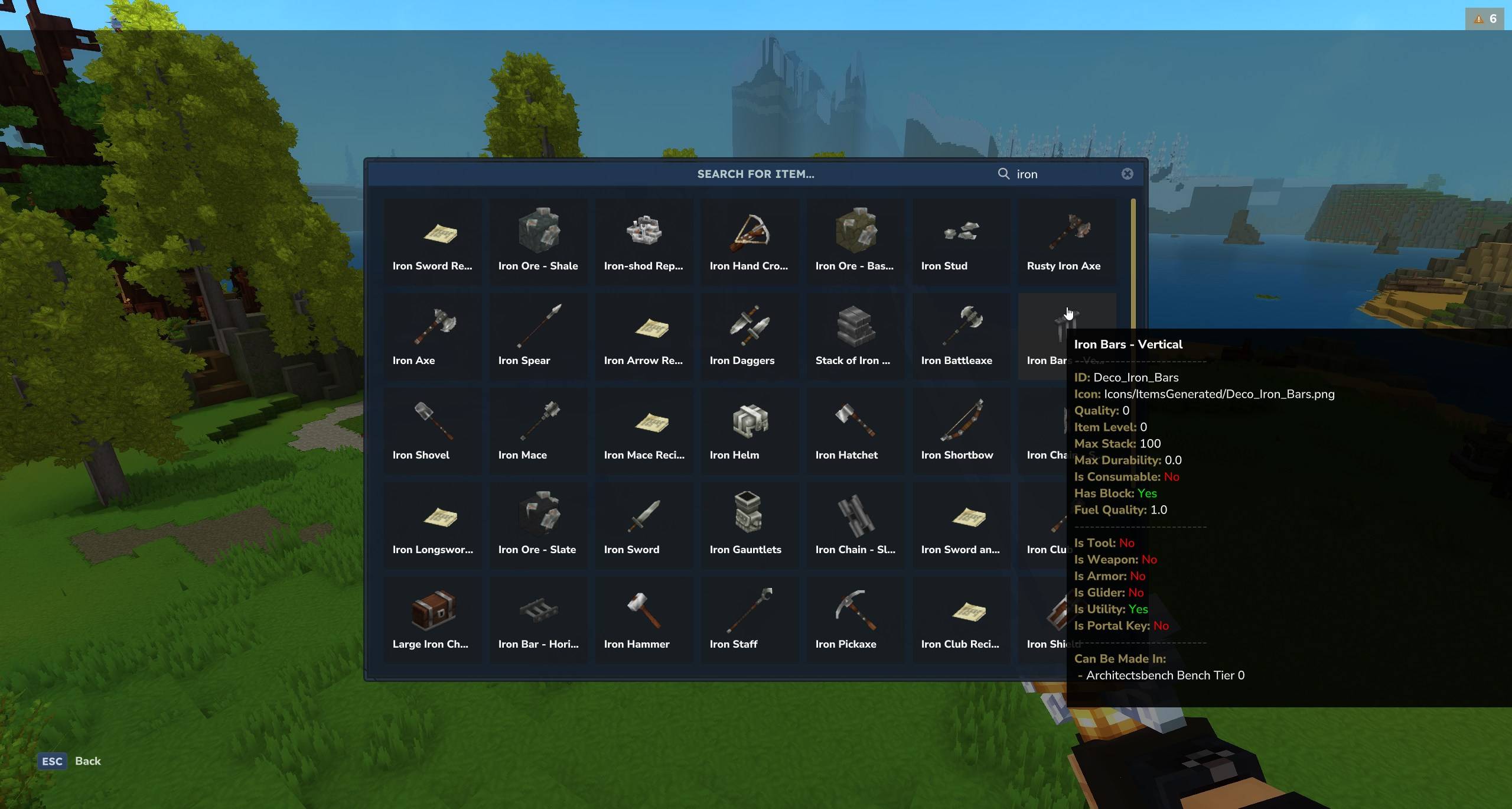 Advanced Item Info - Interface Completa de Busca de Itens - Hytale Mod Screenshot
